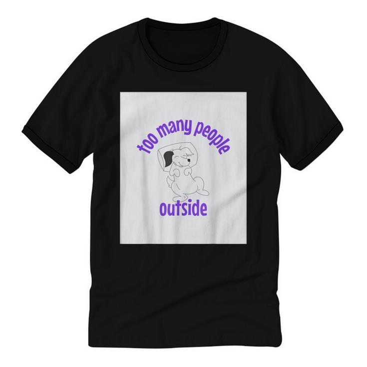 Cute Puppy With a Quote For Introverts Unisex Cotton Ringer T-Shirt