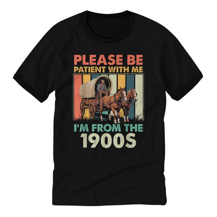 Dad Fathers Day Please Be Patient I'm From The 1900s Unisex Cotton Ringer T-Shirt