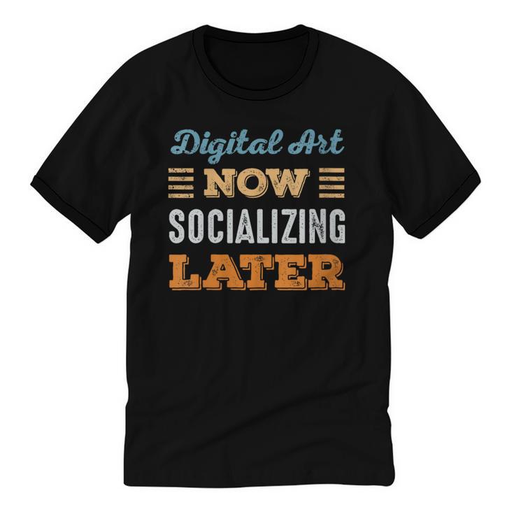 Digital Art Now Minimal Socializing Introvert Vintage Unisex Cotton Ringer T-Shirt