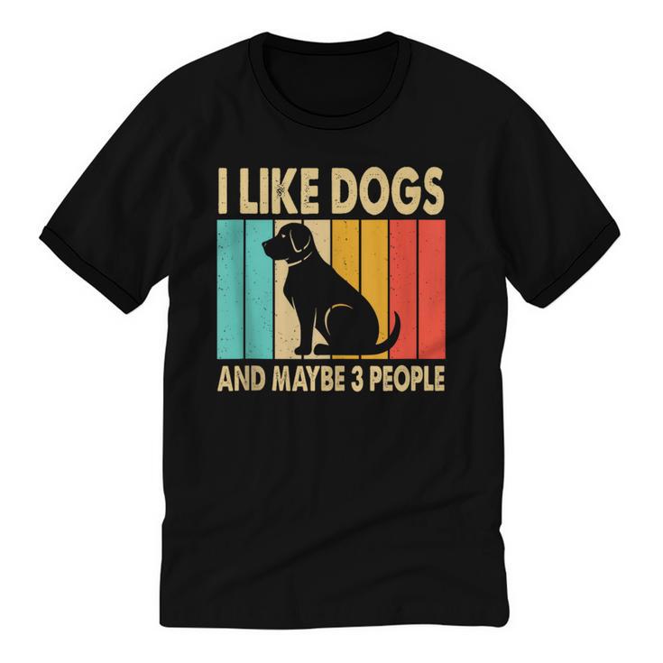 I Like Dogs And Maybe 3 People Introvert Unisex Cotton Ringer T-Shirt