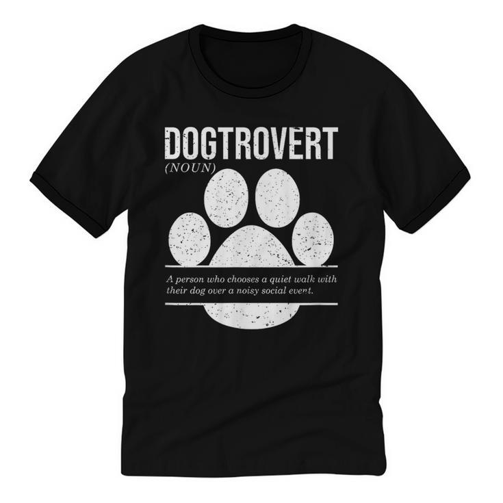 Dogtrovert Definition Introvert Dog Lover  For Men Women Girls Kids Unisex Cotton Ringer T-Shirt