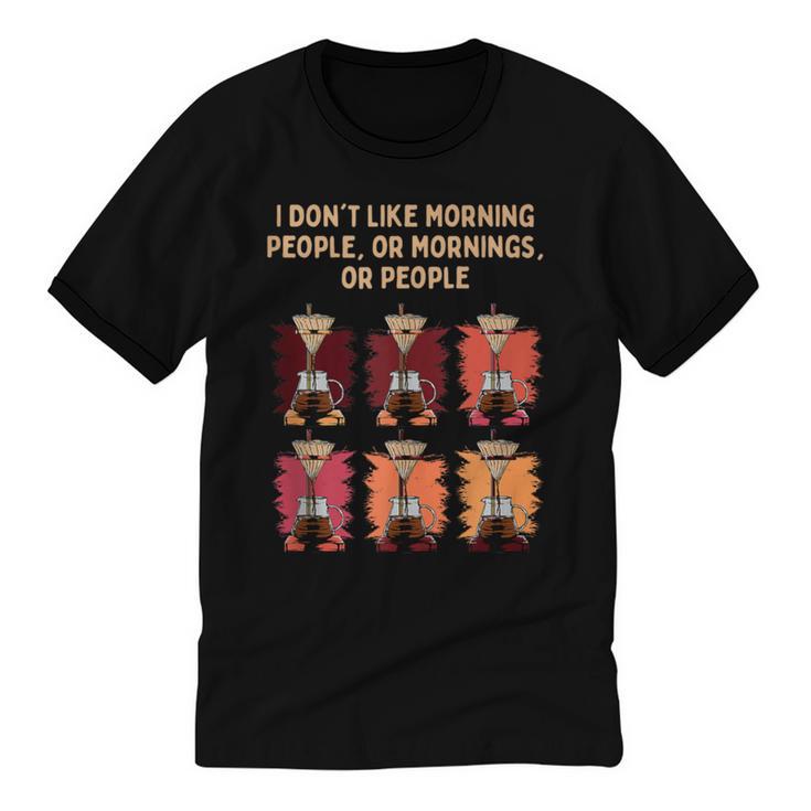 I Dont Like Morning People Introvert Coffee Lover Antisocial Unisex Cotton Ringer T-Shirt