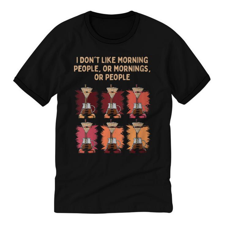 I Dont Like Morning People Introvert Coffee Lover Antisocial Unisex Cotton Ringer T-Shirt