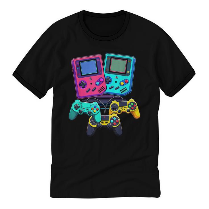 Eighties Console Controller Gaming Player Gadget Nostalgia Unisex Cotton Ringer T-Shirt