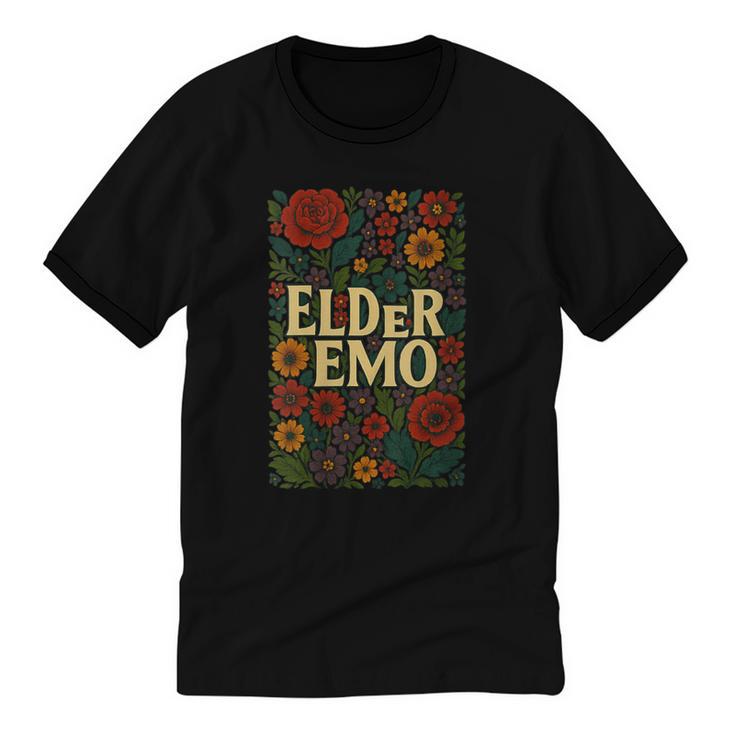 Elder Emo Floral Gothic Vintage Nostalgia Unisex Cotton Ringer T-Shirt