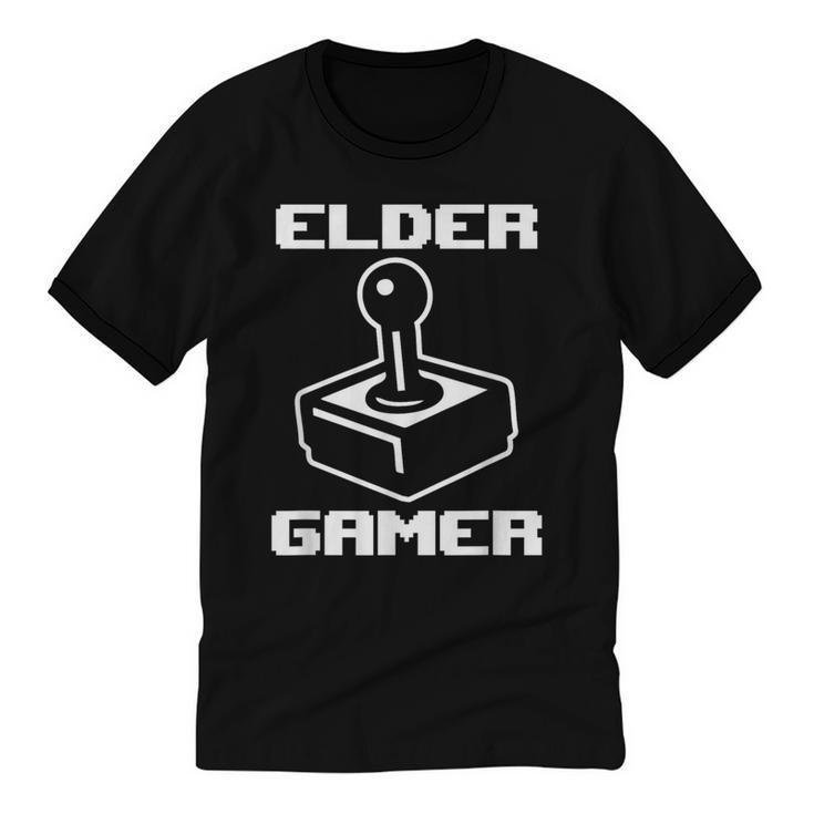 Elder Gamer Retro Video Game Nostalgia Old Gamer Unisex Cotton Ringer T-Shirt