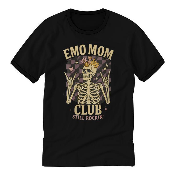 Emo Mom Club Still Rockin Skeleton Nostalgia Women Mother Unisex Cotton Ringer T-Shirt