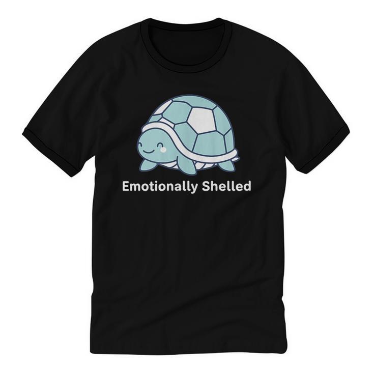 Emotionally Shelled Turtle Introvert Turtle Tee Unisex Cotton Ringer T-Shirt