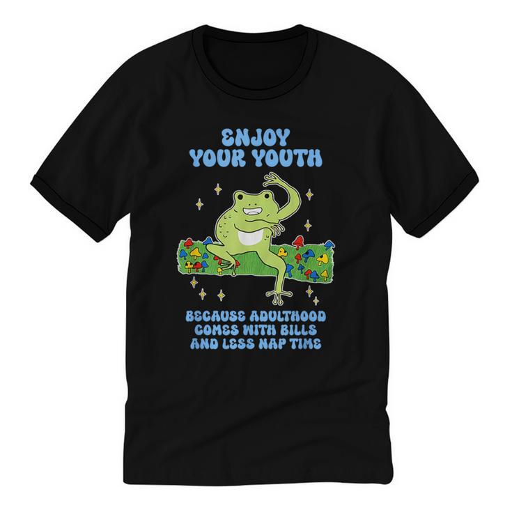 Enjoy Adulthood Comes With Bills Nostalgia Regret Unisex Cotton Ringer T-Shirt
