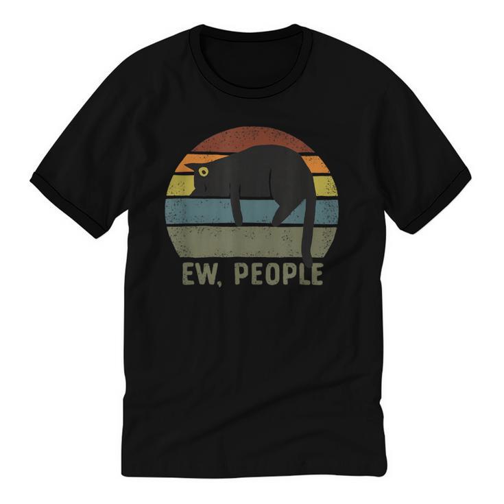 Ew People Cat Lazy Introvert Anti Social Unisex Cotton Ringer T-Shirt