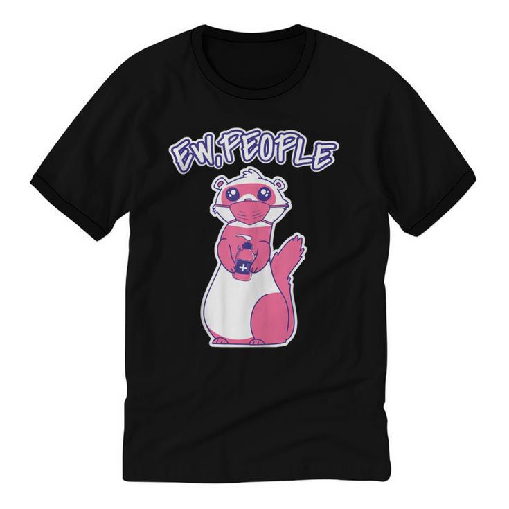 Ew People Introvert Ferrets Saying Mask Ferret Unisex Cotton Ringer T-Shirt