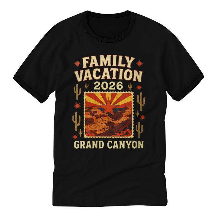 Family Vacation Grand Canyon 2026 Nostalgia Unisex Cotton Ringer T-Shirt