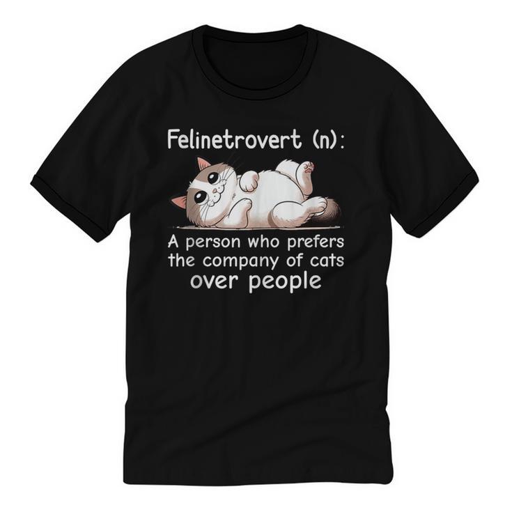 Felinetrovert Definition Cat Lover Introvert Humor Cats Unisex Cotton Ringer T-Shirt