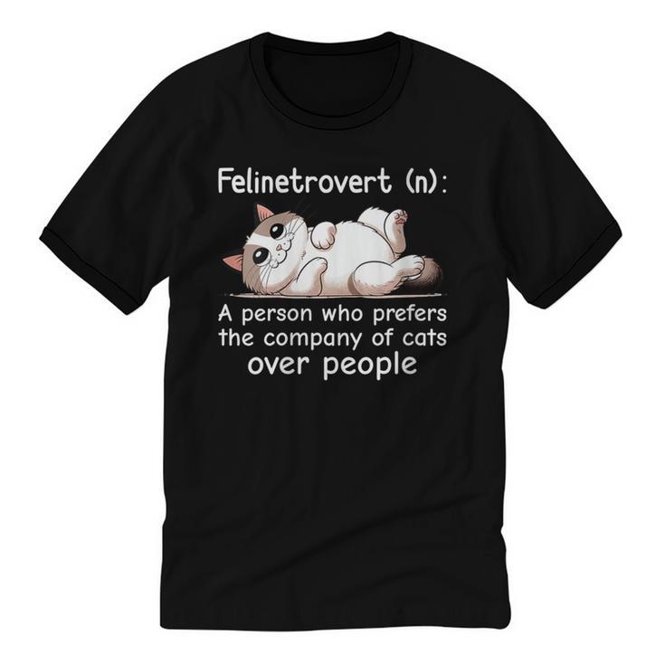 Felinetrovert Definition Cat Lover Introvert Humor Cats Unisex Cotton Ringer T-Shirt