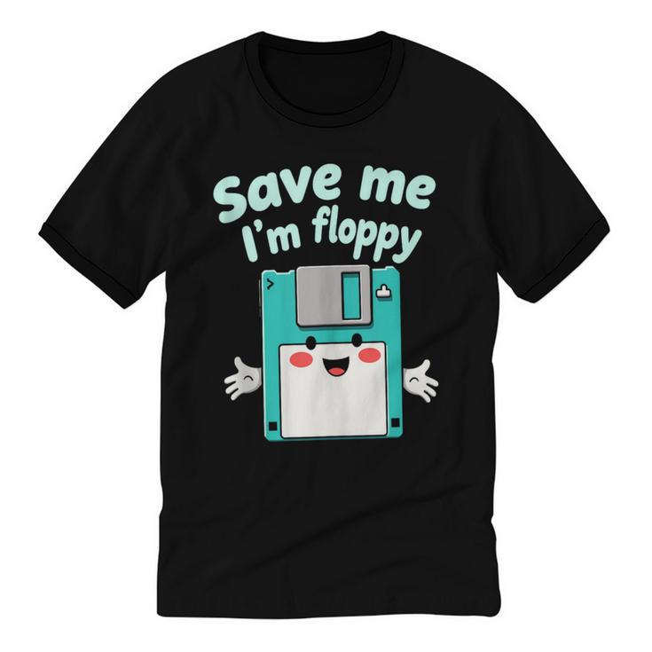 Floppy Disk Retro Tech Nostalgia Old School Computing Humor Unisex Cotton Ringer T-Shirt
