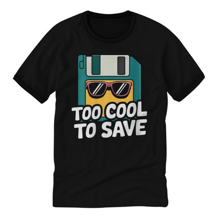 Floppy Disk Retro Tech Nostalgia Old School Computing Humor Unisex Cotton Ringer T-Shirt