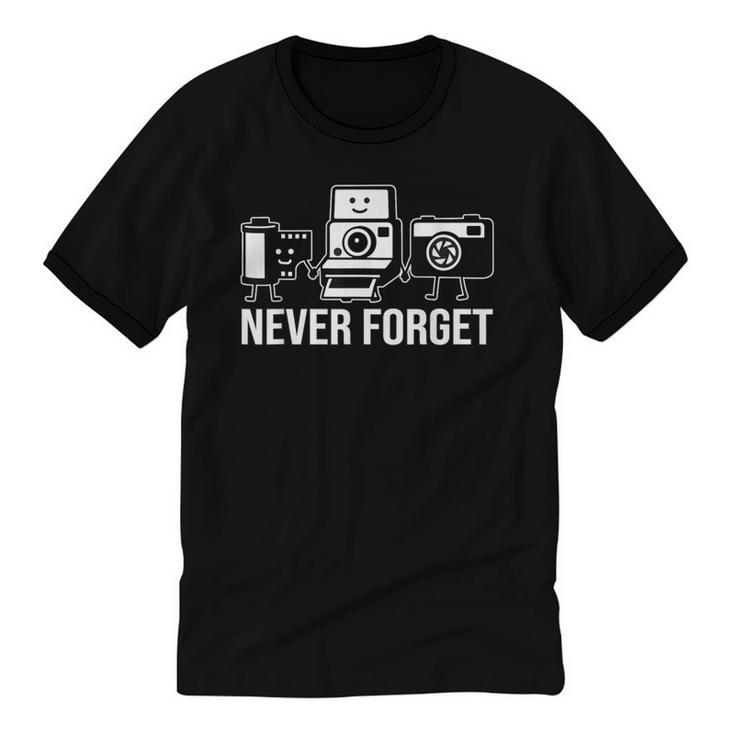 Never Forget Retro Camera Photography Nostalgia Unisex Cotton Ringer T-Shirt