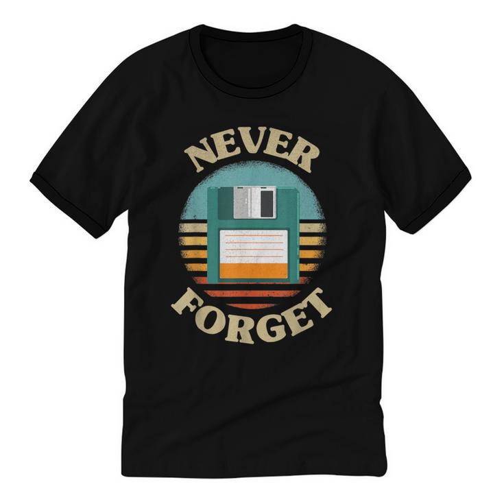 Never Forget Retro Diskette Nostalgia Vintage Unisex Cotton Ringer T-Shirt