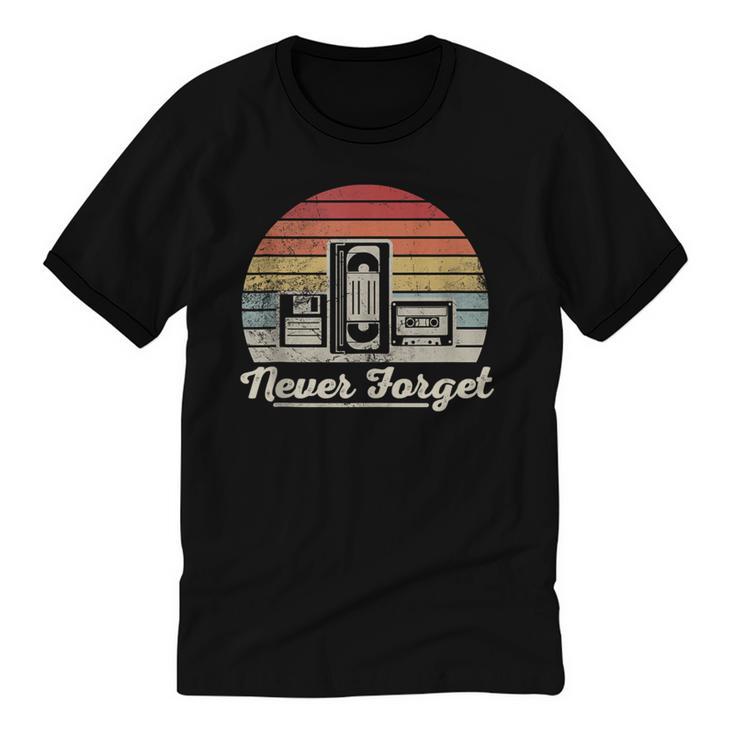 Never Forget Retro Nostalgia Vintage Cassette Unisex Cotton Ringer T-Shirt