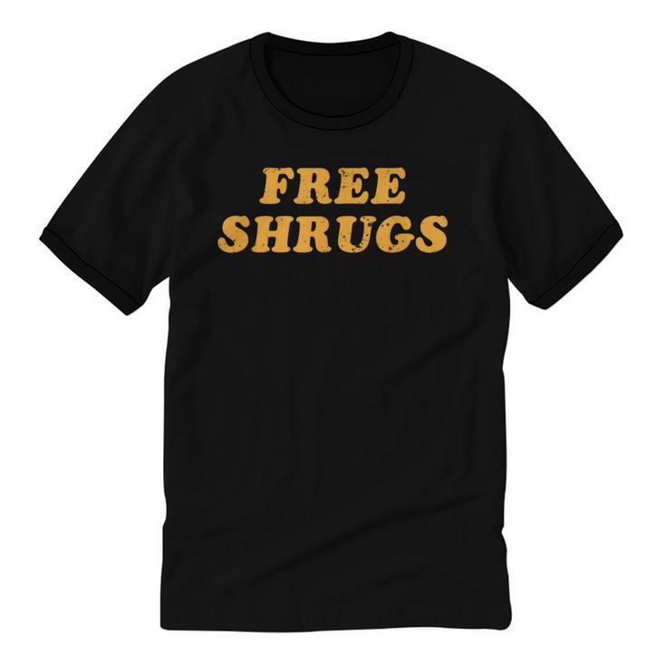 Free Shrugs Don't Care Introvert Unisex Cotton Ringer T-Shirt