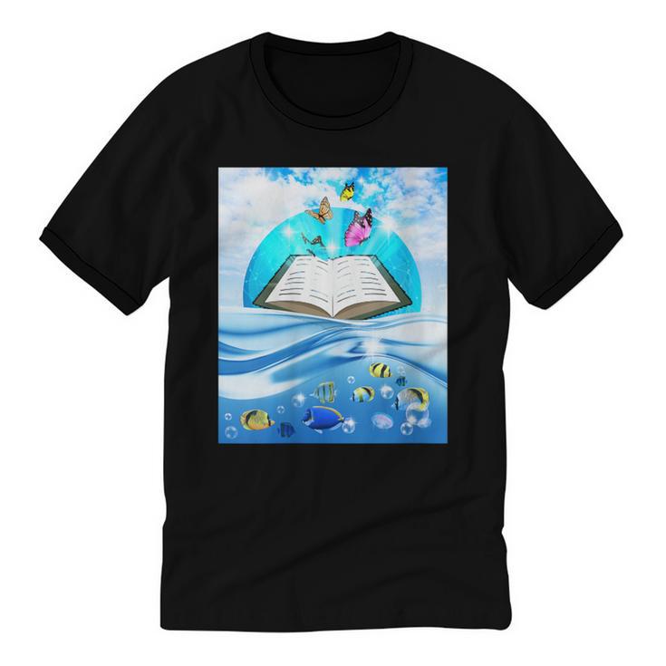 Frutiger Aero Aesthetic Tech Book Butterfly Unisex Cotton Ringer T-Shirt