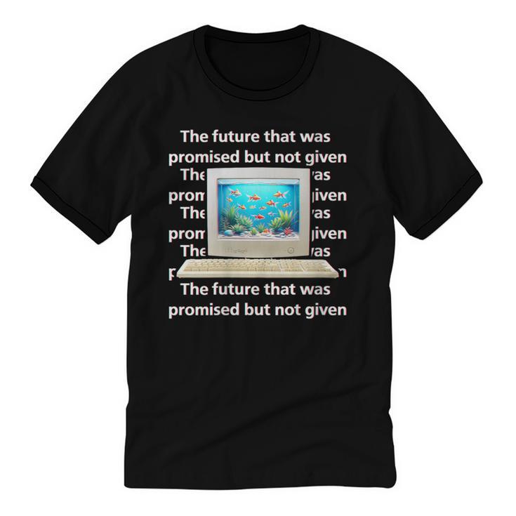 Frutiger Aero Aesthetic Tech The Future That Was Promised Unisex Cotton Ringer T-Shirt