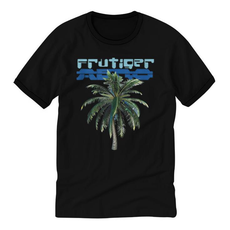 Frutiger Aero Palm Tree Y2k Aesthetic 2000s Trend Unisex Cotton Ringer T-Shirt