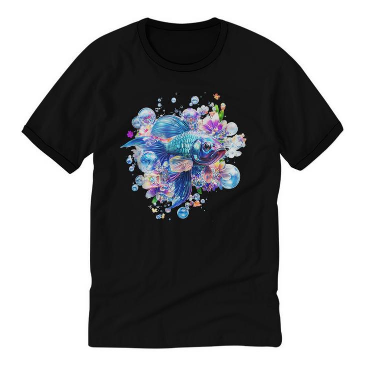 Frutiger Aero Y2K Fish Unisex Cotton Ringer T-Shirt