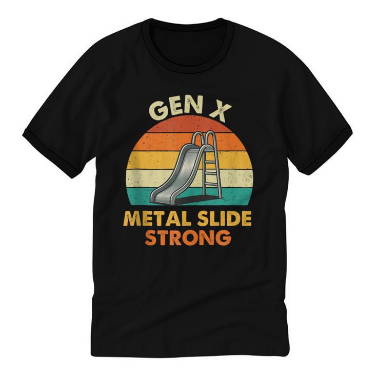 Gen X Slide Strong Generation X Gen Xer Nostalgia Unisex Cotton Ringer T-Shirt