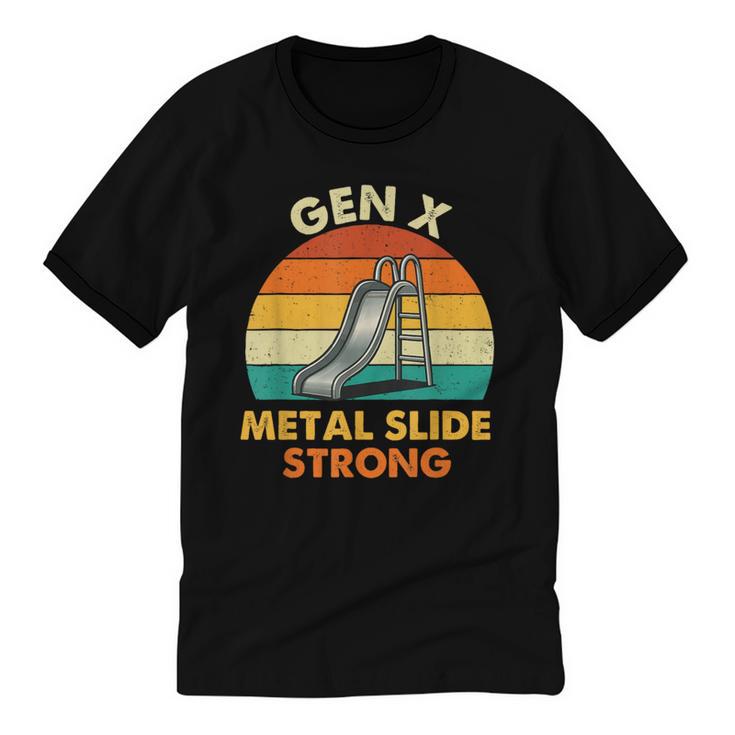 Gen X Slide Strong Generation X Gen Xer Nostalgia Unisex Cotton Ringer T-Shirt