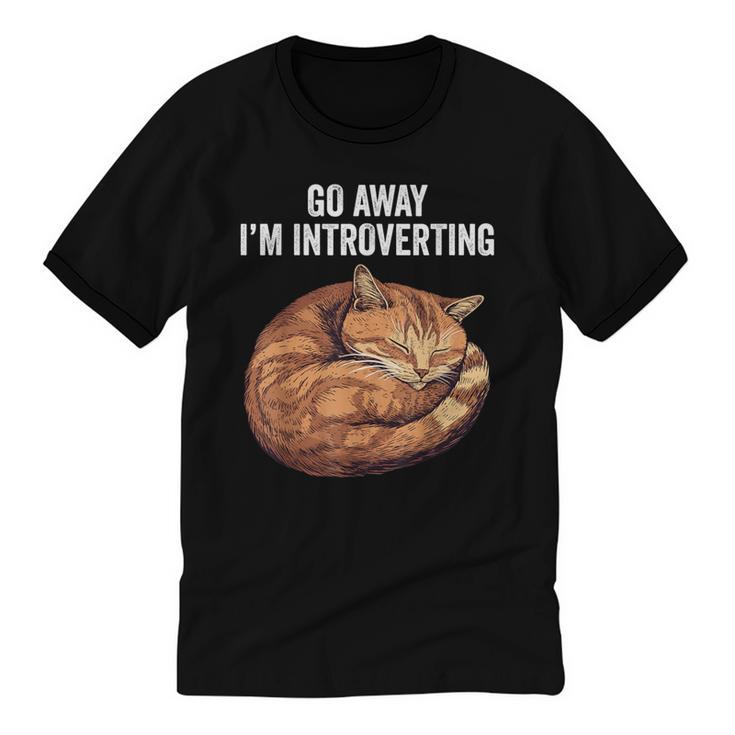 Go Away I'm Introverting Cat Introvert Men Women Girls Kids Unisex Cotton Ringer T-Shirt