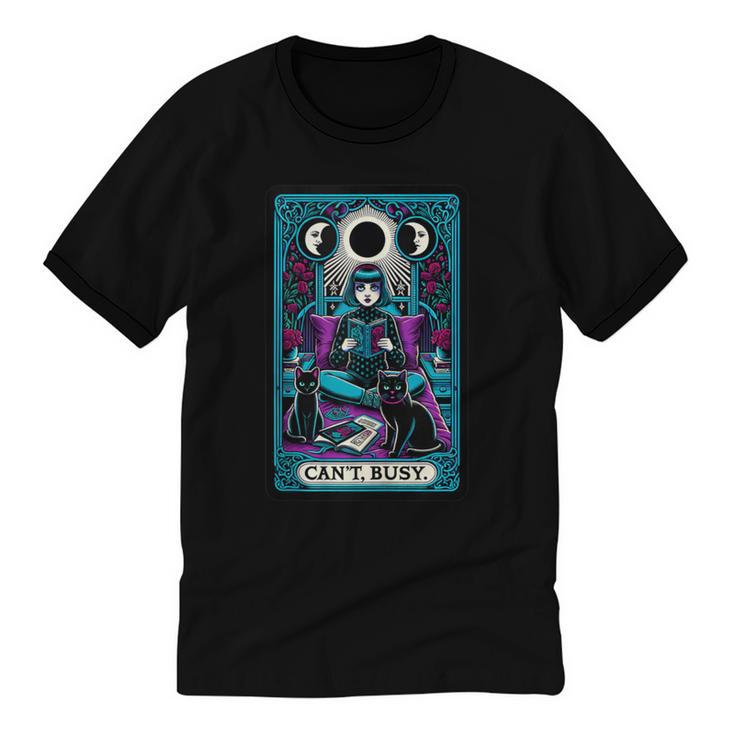 Gothic Girl Tarot Card Introverted Reader And Reading Unisex Cotton Ringer T-Shirt