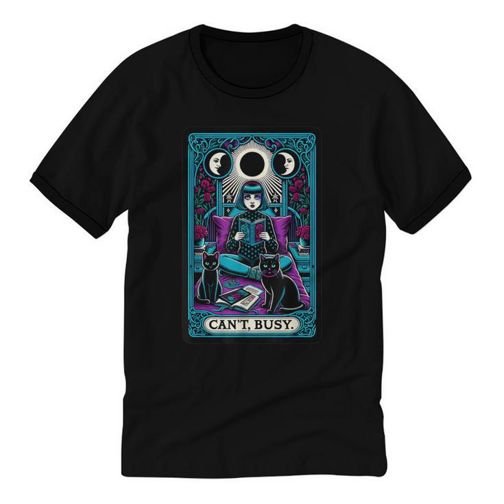Gothic Girl Tarot Card Introverted Reader And Reading Unisex Cotton Ringer T-Shirt