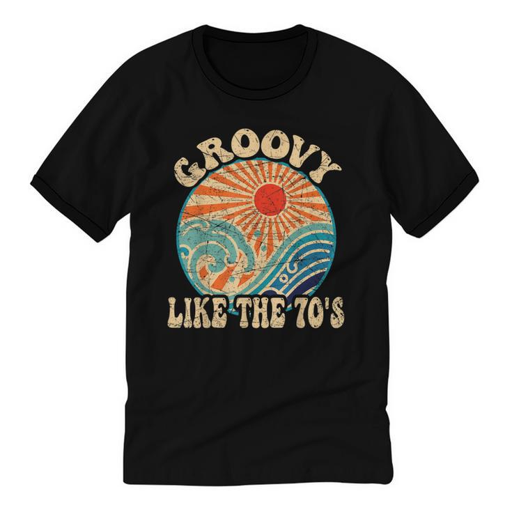 Groovy Like The 70s Aesthetic Nostalgia 1970's Retro Unisex Cotton Ringer T-Shirt
