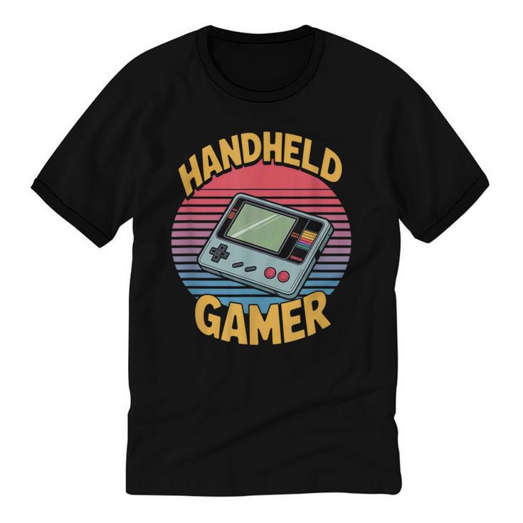 Handheld Gamer Retro Portable Console Nostalgia Unisex Cotton Ringer T-Shirt