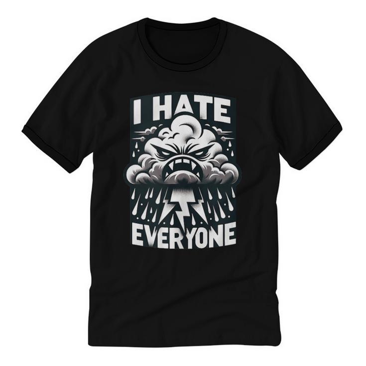 I Hate Everyone Introvert Anti-Social Dark Humor Unisex Cotton Ringer T-Shirt
