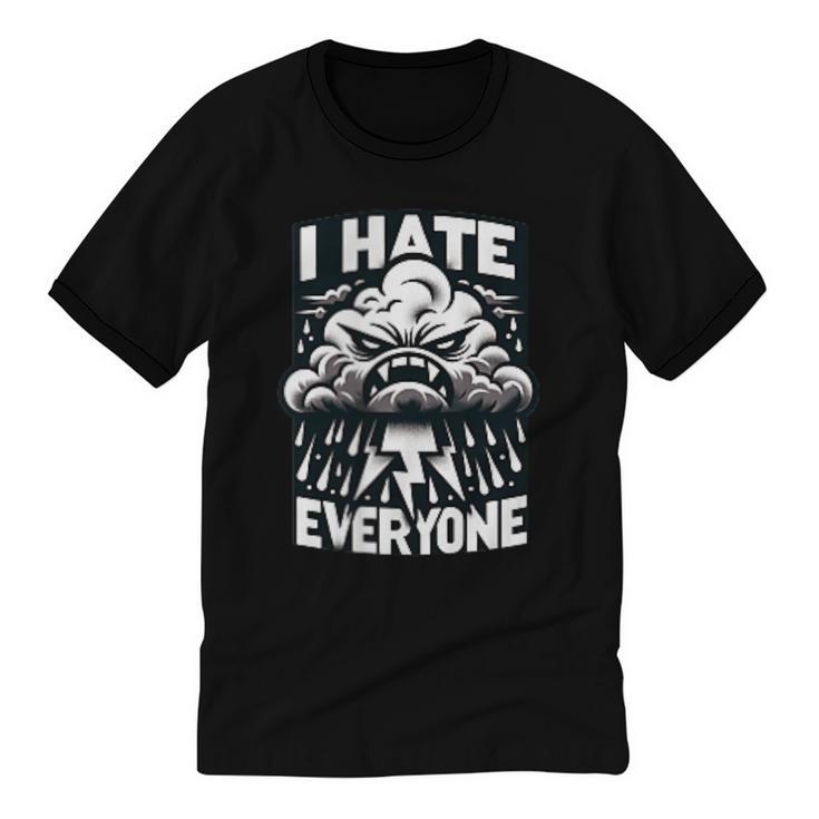 I Hate Everyone Introvert Anti-Social Dark Humor Unisex Cotton Ringer T-Shirt