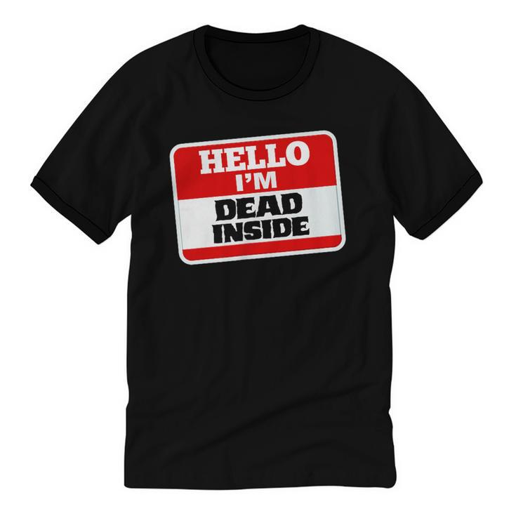 Hello I'm Dead Inside Name Tag Sarcastic Introvert Unisex Cotton Ringer T-Shirt