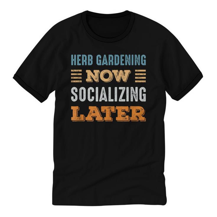 Herb Gardening Now Minimal Socializing Introvert Vintage Unisex Cotton Ringer T-Shirt