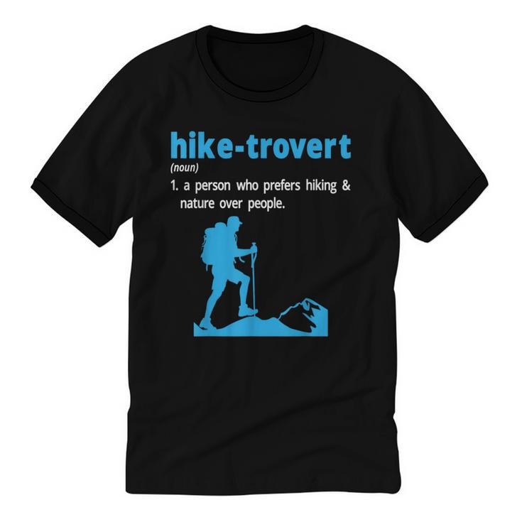 Hike-Trovert Hiking Humor Definition Introvert Unisex Cotton Ringer T-Shirt