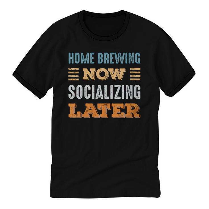 Home Brewing Now Minimal Socializing Introvert Vintage Unisex Cotton Ringer T-Shirt