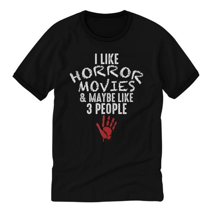 I Like Horror Movies And Maybe 3 People Introvert Unisex Cotton Ringer T-Shirt