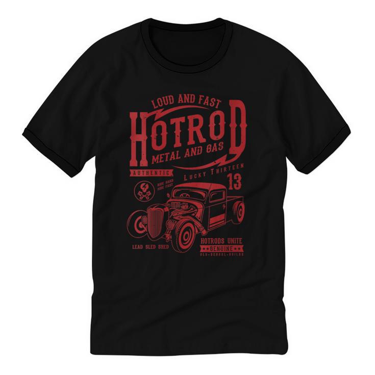 Hotrod Car Automotive Nostalgia Distressed Retro Unisex Cotton Ringer T-Shirt