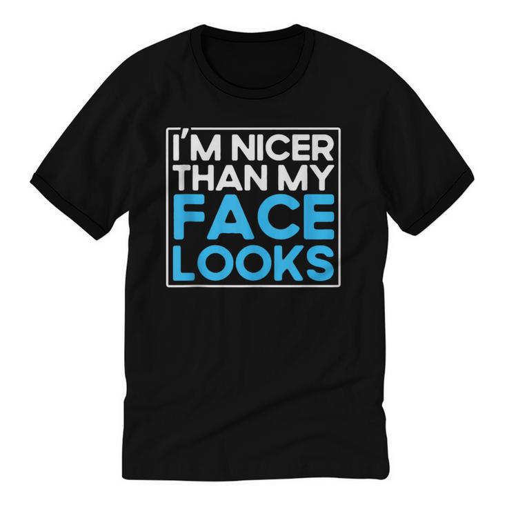 I'm Nicer Than My Face Looks Shy People Introverts Unisex Cotton Ringer T-Shirt