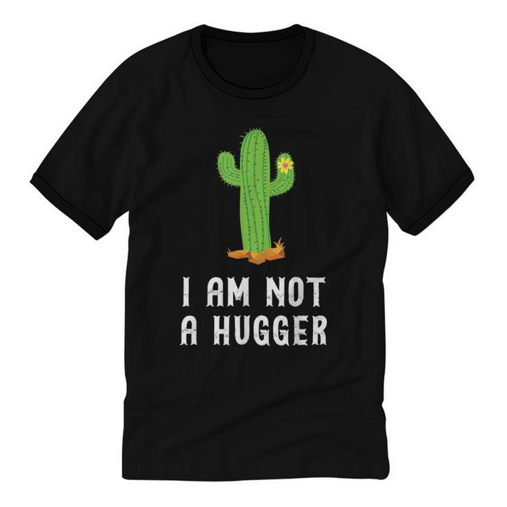 I'm Not A Hugger Cactus Not a Hugger Introvert Cute Unisex Cotton Ringer T-Shirt