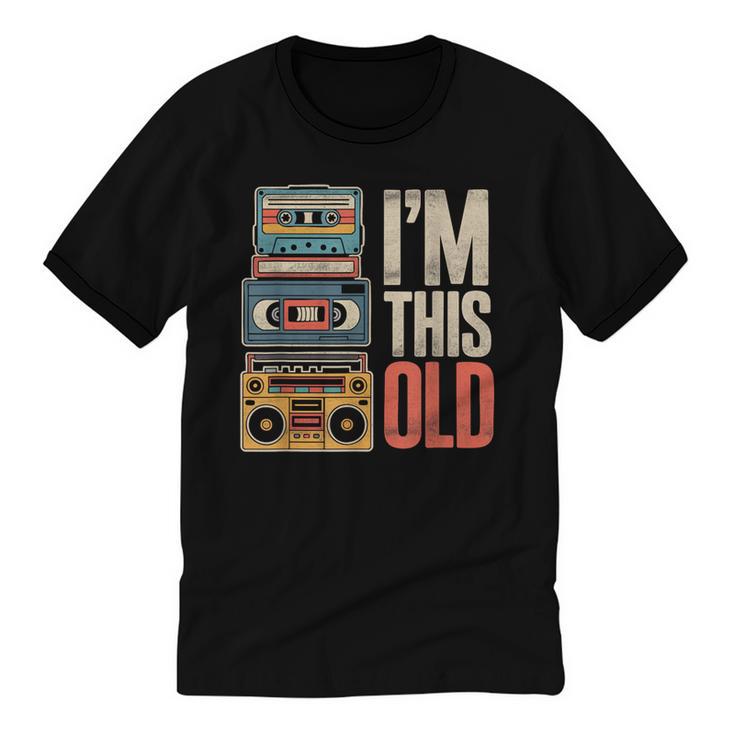 I'm This Old Vintage Cassette Tape Nostalgia Unisex Cotton Ringer T-Shirt