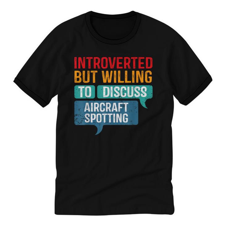 Introvert Aircraft Spotting Lovers Men & Women Unisex Cotton Ringer T-Shirt