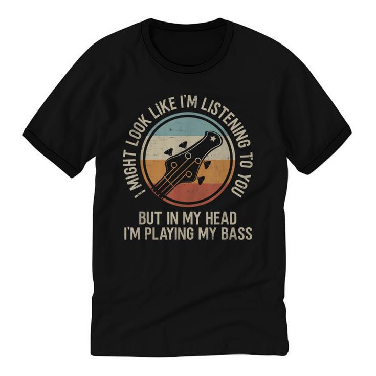 Introvert Bass Guitarist Musician Playing Bass Guitar Unisex Cotton Ringer T-Shirt