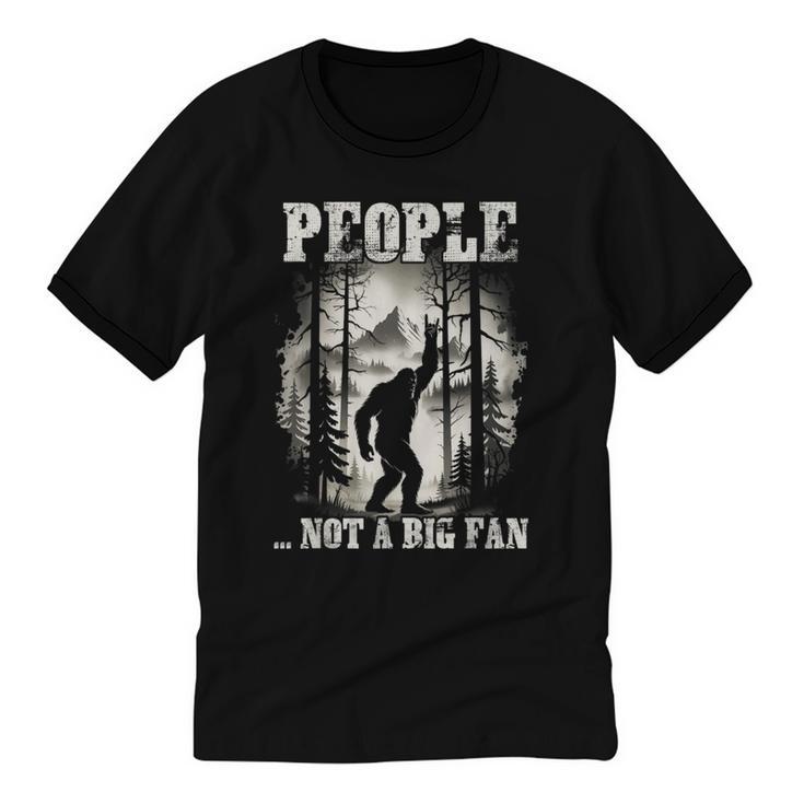 Introvert Bigfoot People Not A Big Fan Dad Joke Unisex Cotton Ringer T-Shirt
