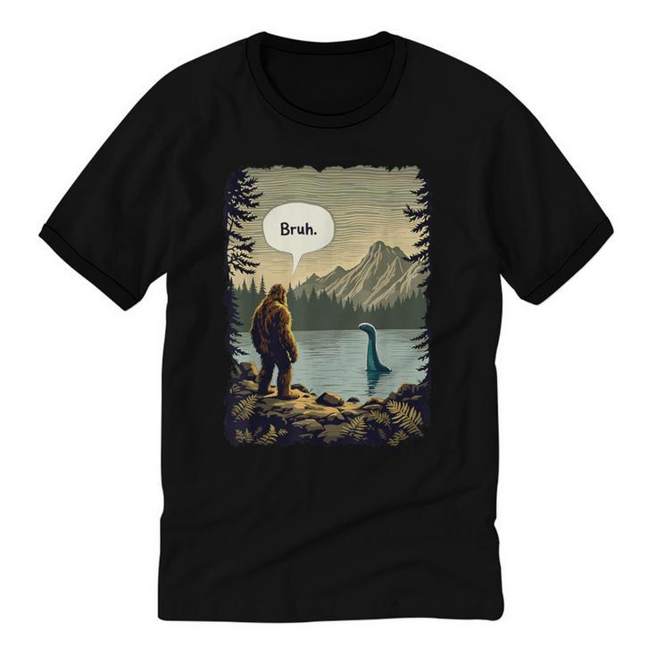 Introvert Bigfoot Sasquatch Loch Ness Monster Bruh Unisex Cotton Ringer T-Shirt